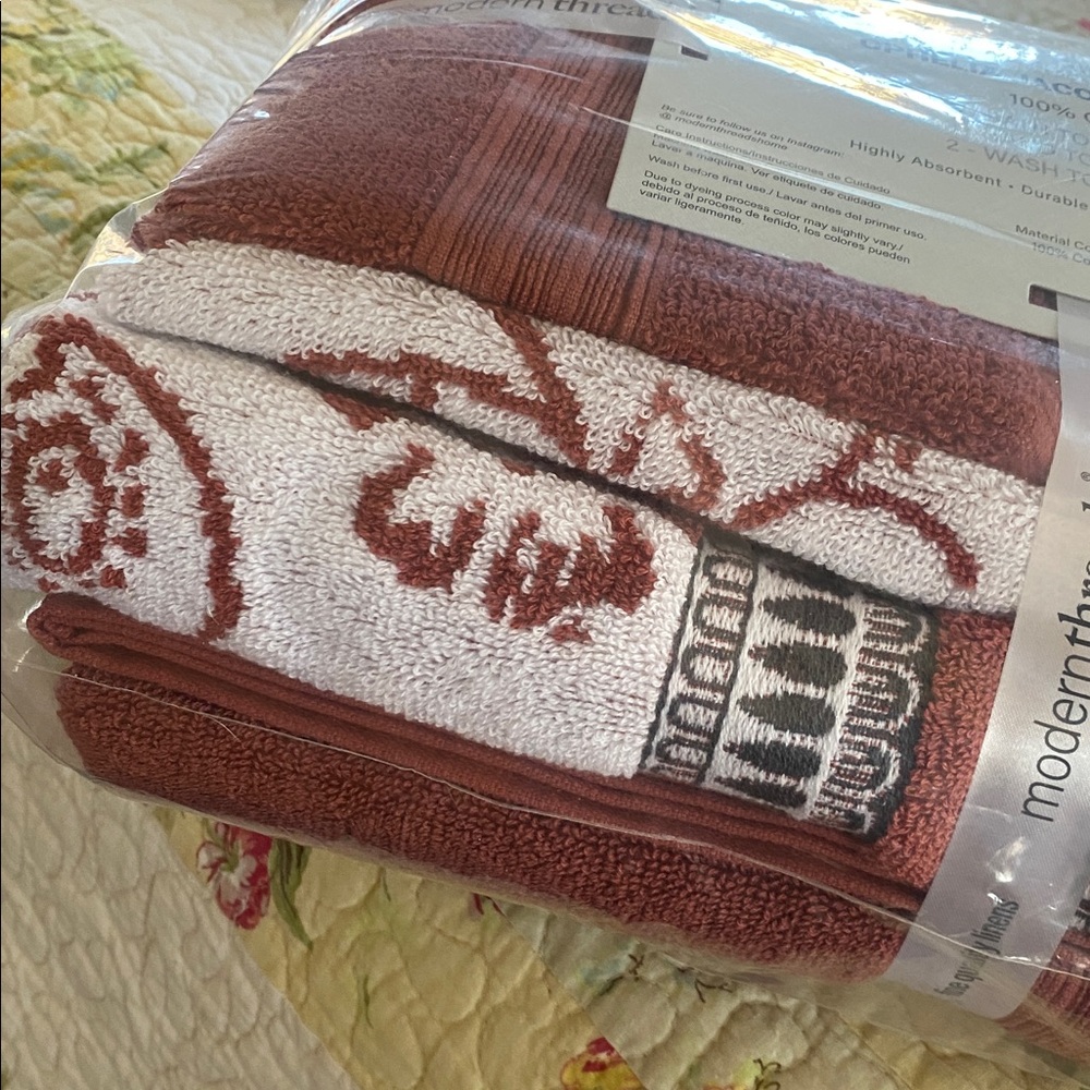 Cotton Towels Ophelia Jacquard rust color - Picture 3 of 4